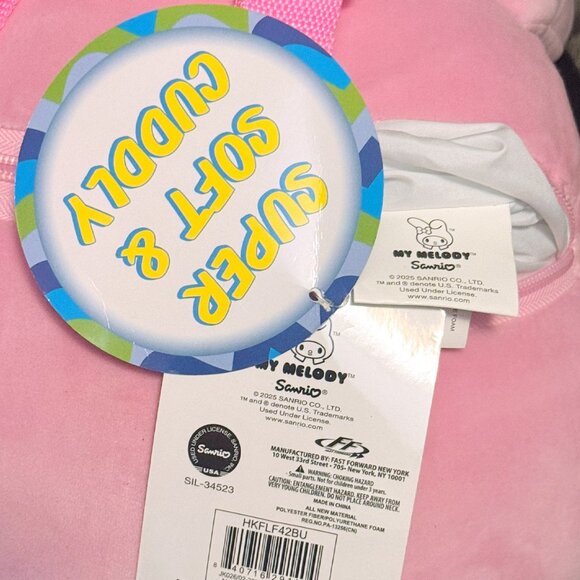 NWT SANRIO My Melody Hello Kitty Squishee Cloud Pink Plush Pillow Backpack - Picture 4 of 4
